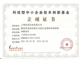 苏州国家科技型企业基金立项证书